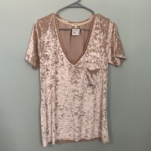 Tan/gold velvet v neck